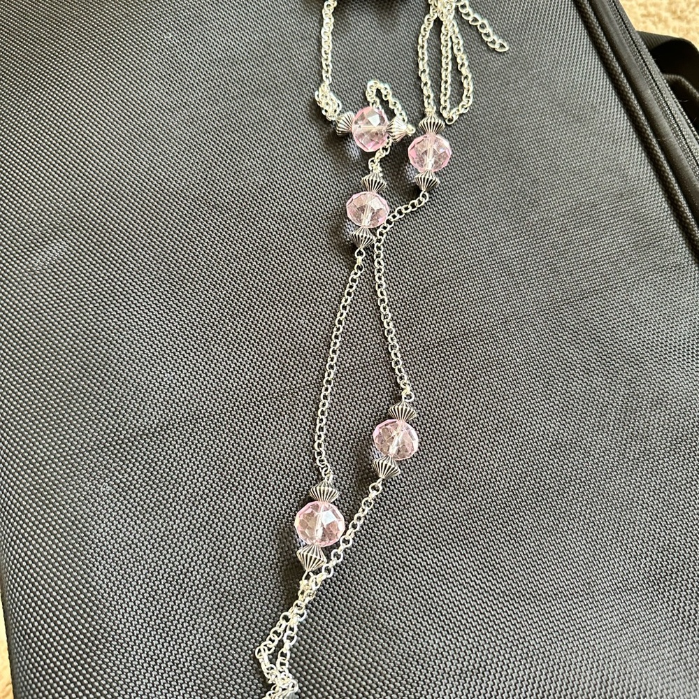Paparazzi Silver Pink Necklace with Crystal Beads